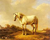 A White Stallion In A Landscape by Eugene Verboeckhoven